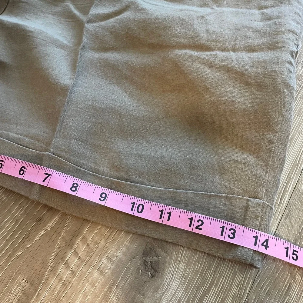 Mossimo Women's Shorts Plus Size 16 Tan Linen Cuffed Mid Rise Summer Casual